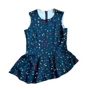 Akris Punto Novelty Abstract Print Asymmetric Peplum Blouse